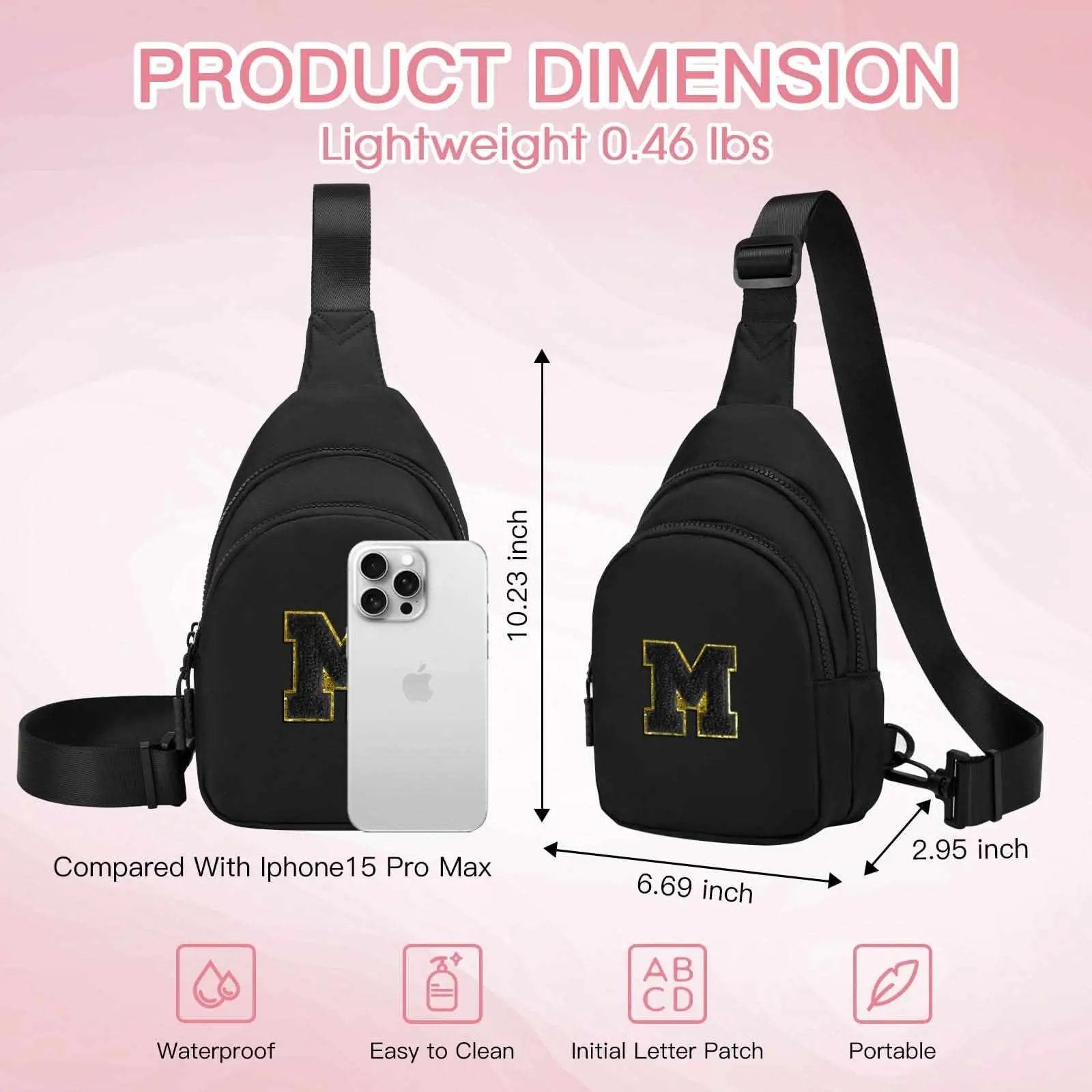 Small Initial Sling Bag Crossbody Bag Fanny Pack for Girls Women Cute Chest Bag Cross Body Bag Personalized Gift - Love Salve